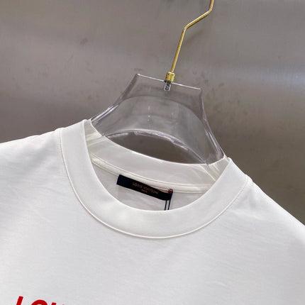 LV T-SHIRT IN WHITE COTTON RED LOGO 238834