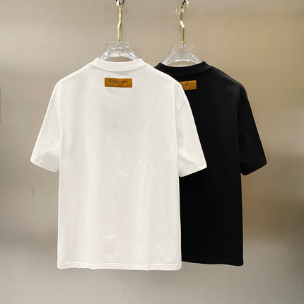 LV T-SHIRT IN BLACK COTTON BLUE LOGO PRINT 238836