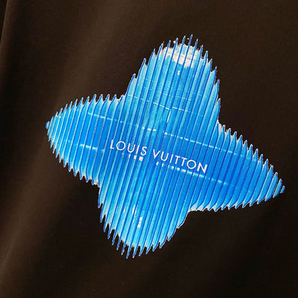 LV T-SHIRT IN BLACK COTTON BLUE LOGO PRINT 238836
