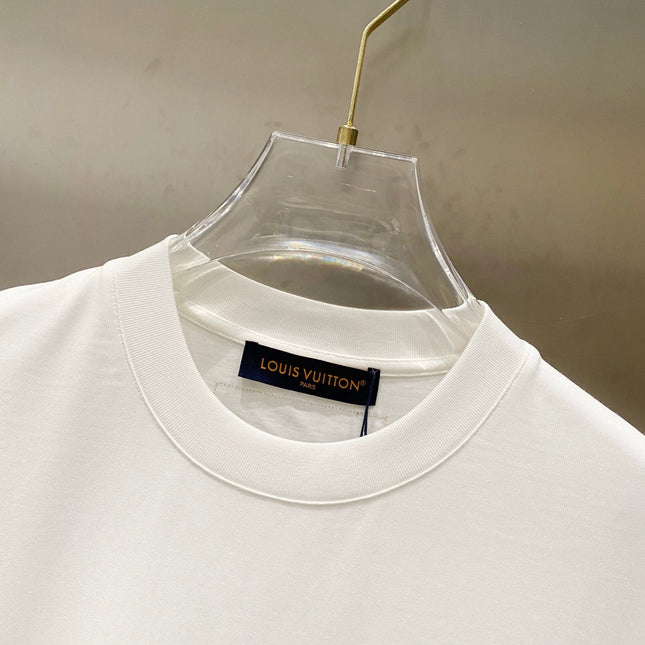 LV T-SHIRT IN WHITE COTTON BLUE LOGO PRINT 238837