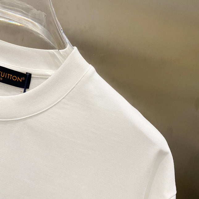LV T-SHIRT IN WHITE COTTON BLUE LOGO PRINT 238837
