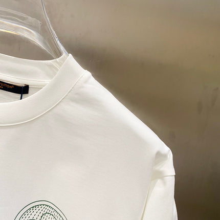 LV WHITE COTTON T-SHIRT GREEN LOGO PRINT 238843