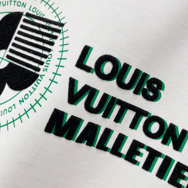 LV WHITE COTTON T-SHIRT GREEN LOGO PRINT 238843