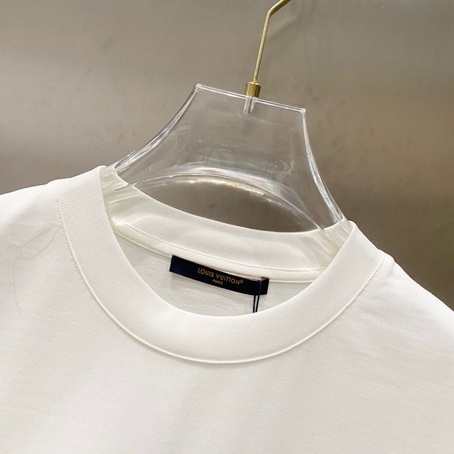 LV WHITE COTTON T-SHIRT GREEN LOGO PRINT 238843