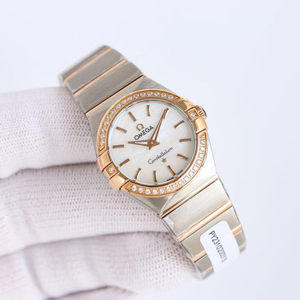WATCH OMEGA CONSTELLATION QUARTZ 24 MM GOLD AND SILVER CASE WITH CRYSTALS