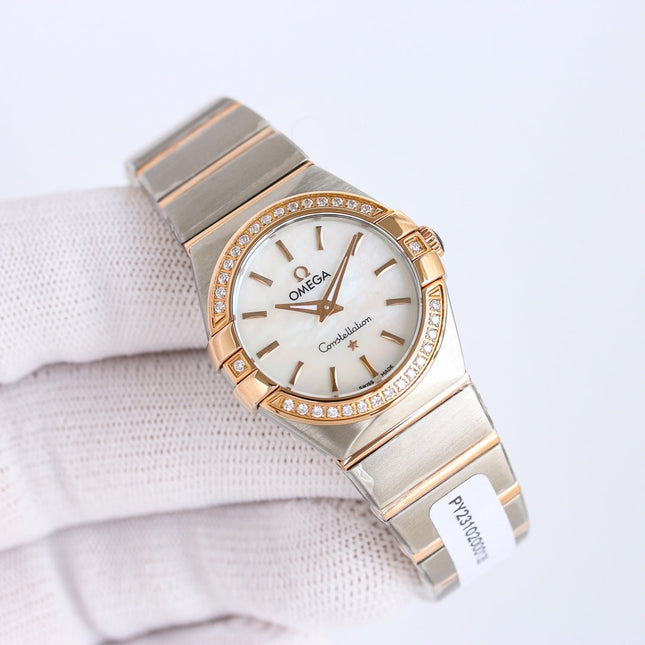 WATCH OMEGA CONSTELLATION QUARTZ 24 MM GOLD AND SILVER CASE WITH CRYSTALS
