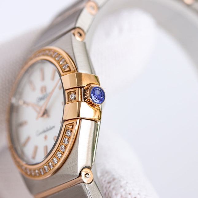 WATCH OMEGA CONSTELLATION QUARTZ 24 MM GOLD AND SILVER CASE WITH CRYSTALS