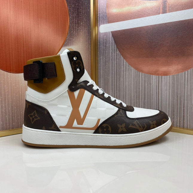 LV RIVOLI HIGH-TOP SNEAKERS BROWN WHITE