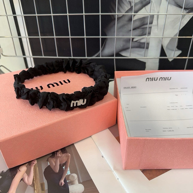 SET HAIRBAND AND HAIR CLIP IN BLACK WRINKLED FABRIC 332067