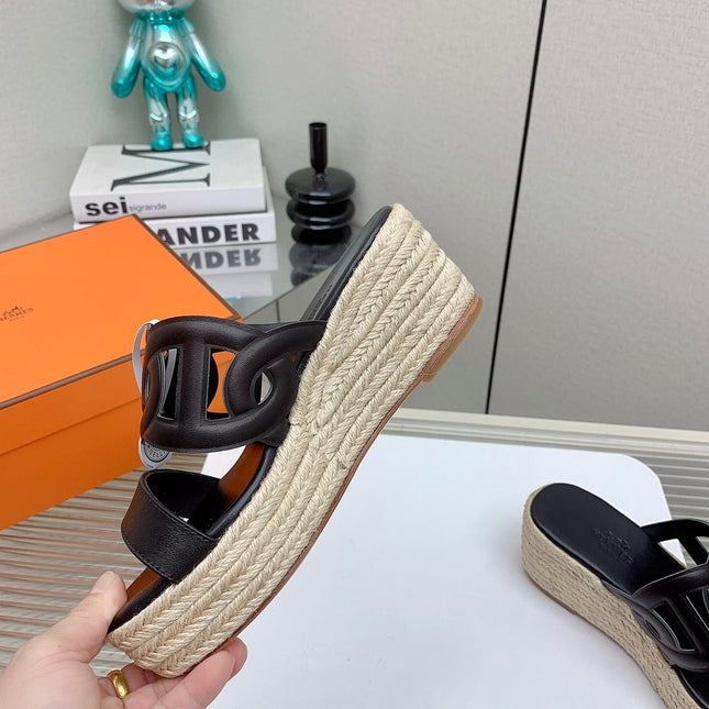 ITHEA 85 MM ESPADRILLE IN BLACK CALFSKIN