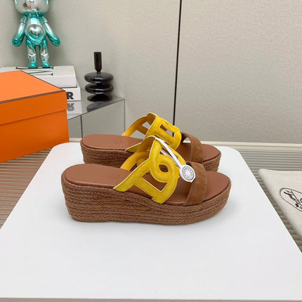 ITHEA 85 MM ESPADRILLE IN BRONZE BROWN AND AMBER YELLOW SUEDE