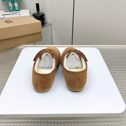 TELFAR SLIPPER IN CIDER BROWN SUEDE AND SHEARLING LINING