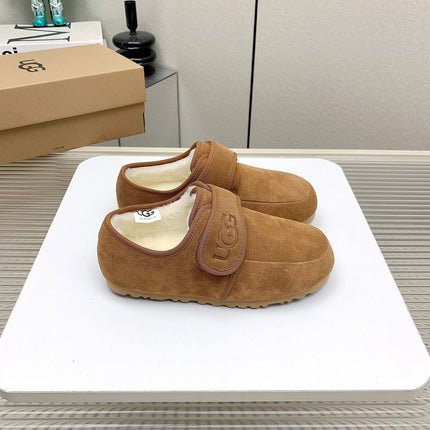 TELFAR SLIPPER IN CIDER BROWN SUEDE AND SHEARLING LINING