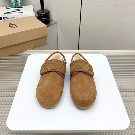 TELFAR SLIPPER IN CIDER BROWN SUEDE AND SHEARLING LINING