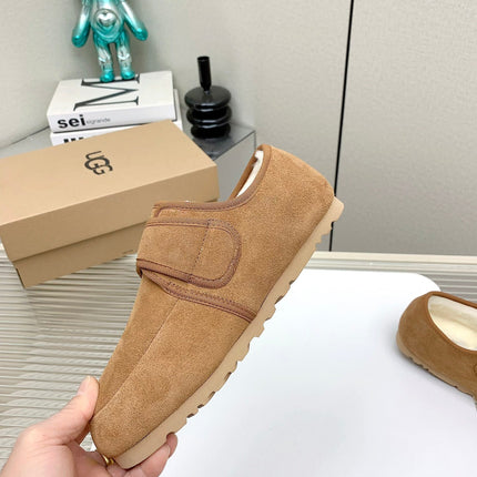 TELFAR SLIPPER IN CIDER BROWN SUEDE AND SHEARLING LINING