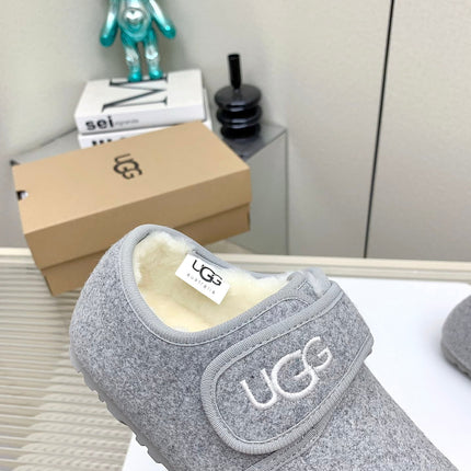 TELFAR SLIPPER IN ASH GRAY SUEDE AND SHEARLING LINING