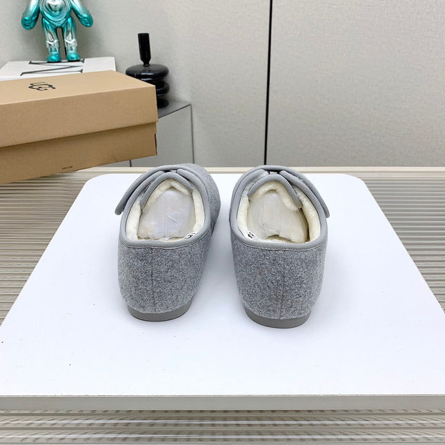TELFAR SLIPPER IN ASH GRAY SUEDE AND SHEARLING LINING