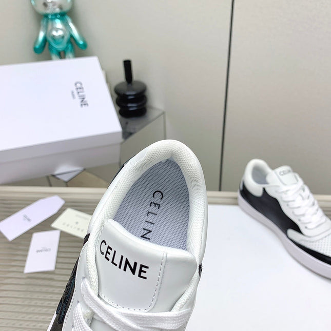 SNEAKER WITH TRIOMPHE IN BLACK AND WHITE CALFSKIN