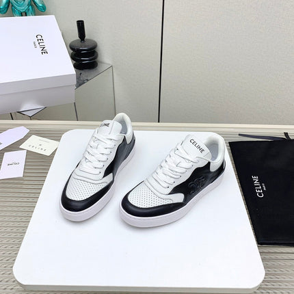 SNEAKER WITH TRIOMPHE IN BLACK AND WHITE CALFSKIN