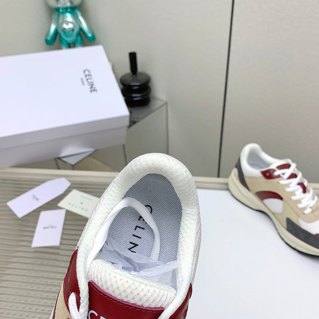 RUNNER CR-03 LOW LACE-UP IN WHITE MESH AND BEIGE CALFSKIN