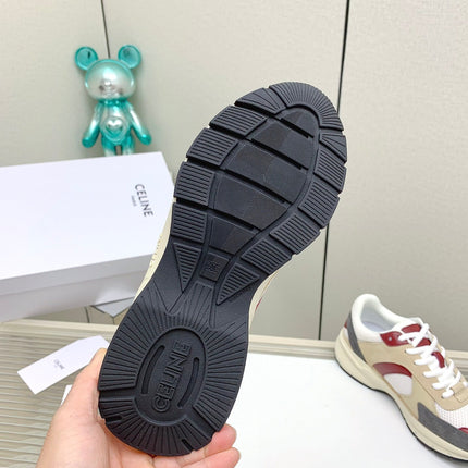 RUNNER CR-03 LOW LACE-UP IN WHITE MESH AND BEIGE CALFSKIN