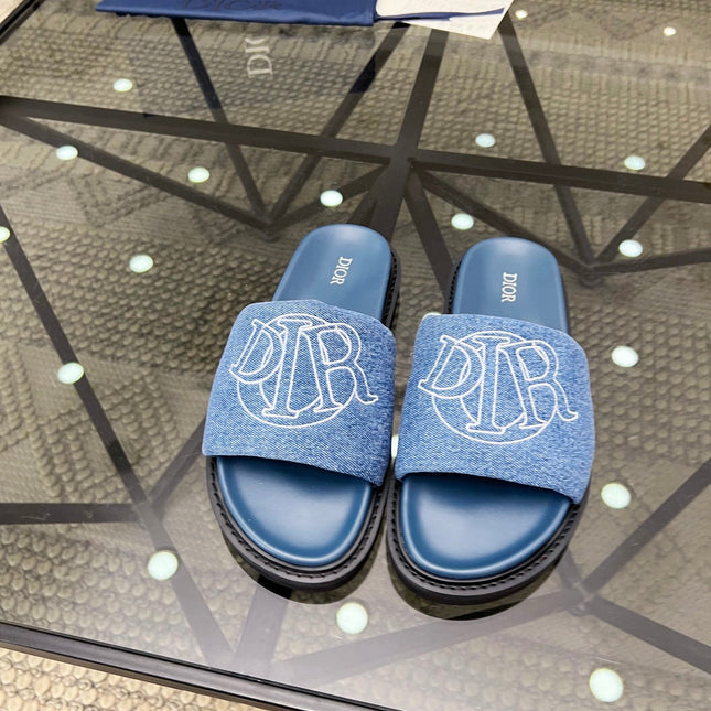 CD AQUA SLIDE SANDAL BLUE DENIM
