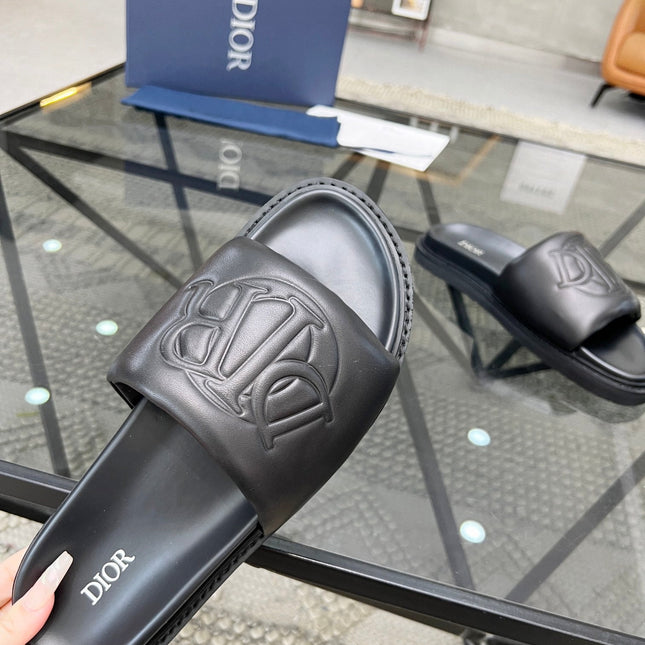 CD AQUA SLIDE SANDAL BLACK CALFSKIN