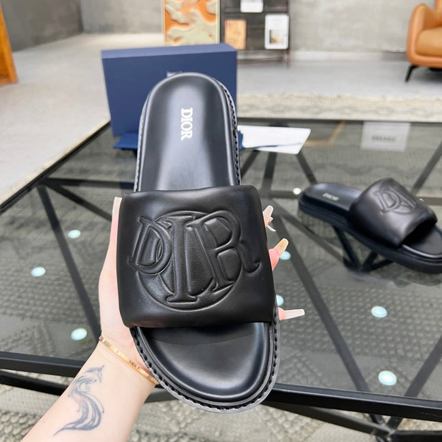 CD AQUA SLIDE SANDAL BLACK CALFSKIN