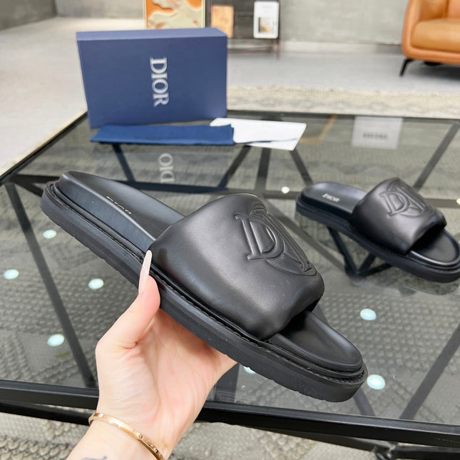 CD AQUA SLIDE SANDAL BLACK CALFSKIN