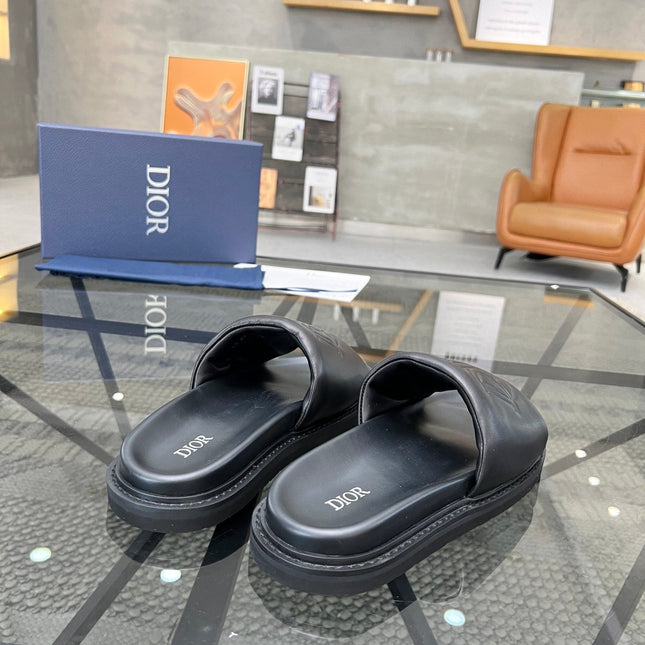 CD AQUA SLIDE SANDAL BLACK CALFSKIN