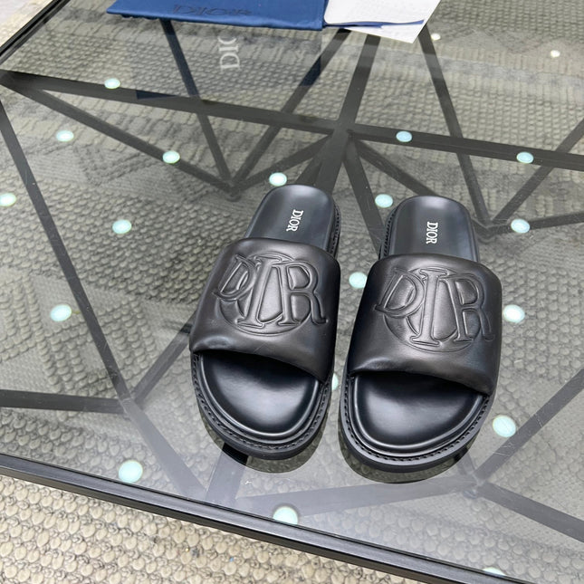CD AQUA SLIDE SANDAL BLACK CALFSKIN