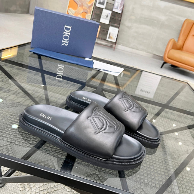 CD AQUA SLIDE SANDAL BLACK CALFSKIN