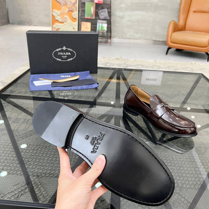 PRA LOAFER IN GLOSSY CHOCOLATE BROWN CALFSKIN