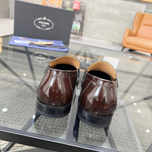 PRA LOAFER IN GLOSSY CHOCOLATE BROWN CALFSKIN
