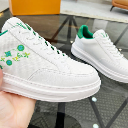 BEVERLY HILLS TRAINERS WHITE MIX COOL GREEN CALFSKIN AND MESH FABRIC