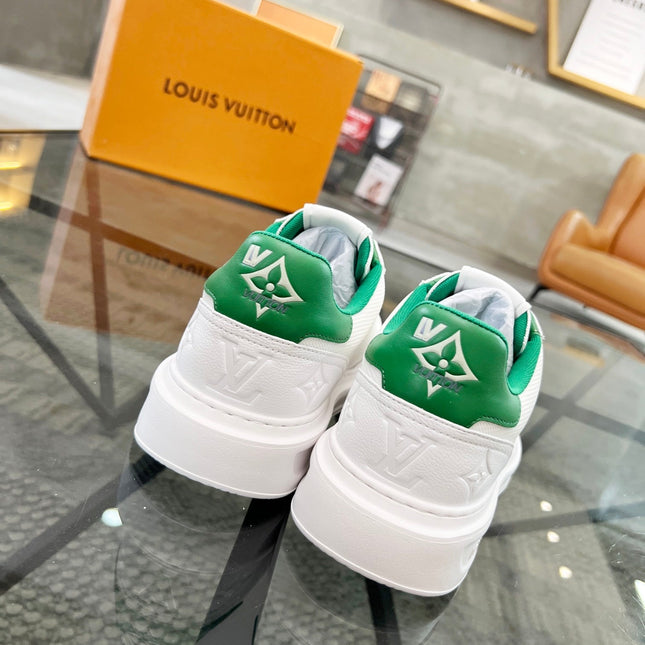 BEVERLY HILLS TRAINERS WHITE MIX COOL GREEN CALFSKIN AND MESH FABRIC