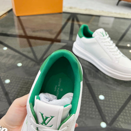 BEVERLY HILLS TRAINERS WHITE MIX COOL GREEN CALFSKIN AND MESH FABRIC