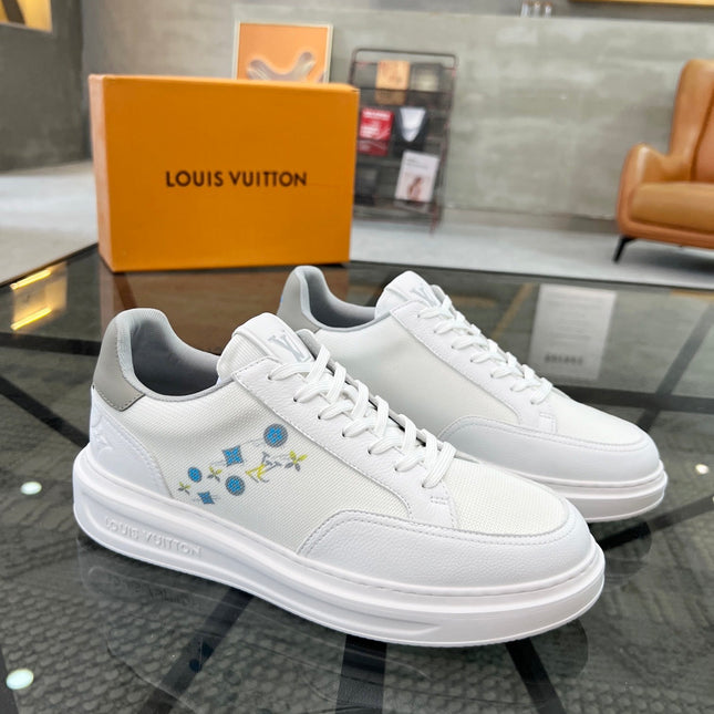 BEVERLY HILLS TRAINERS WHITE MIX GREY CALFSKIN AND MESH FABRIC