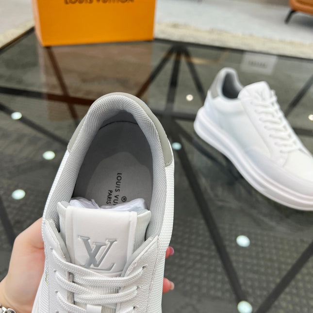 BEVERLY HILLS TRAINERS WHITE MIX GREY CALFSKIN AND MESH FABRIC