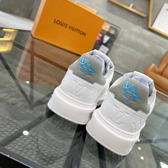 BEVERLY HILLS TRAINERS WHITE MIX GREY CALFSKIN AND MESH FABRIC