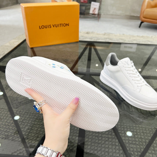 BEVERLY HILLS TRAINERS WHITE MIX GREY CALFSKIN AND MESH FABRIC
