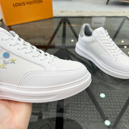 BEVERLY HILLS TRAINERS WHITE MIX GREY CALFSKIN AND MESH FABRIC