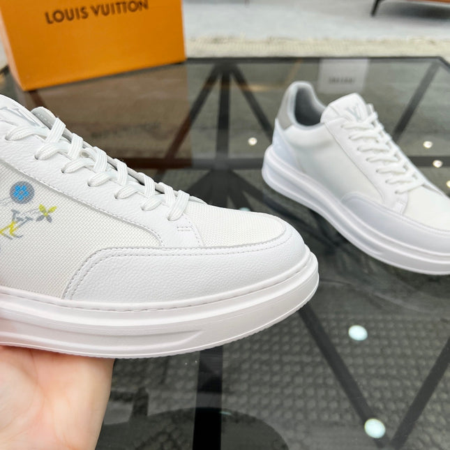 BEVERLY HILLS TRAINERS WHITE MIX GREY CALFSKIN AND MESH FABRIC