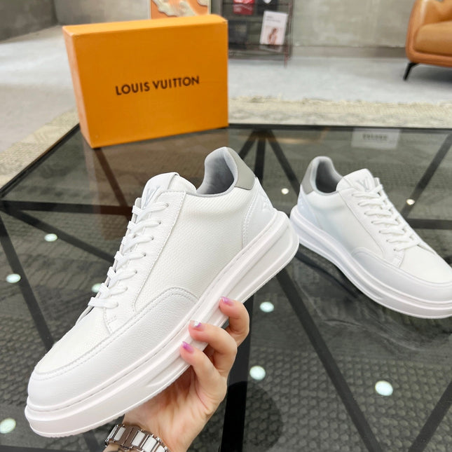 BEVERLY HILLS TRAINERS WHITE MIX GREY CALFSKIN AND MESH FABRIC