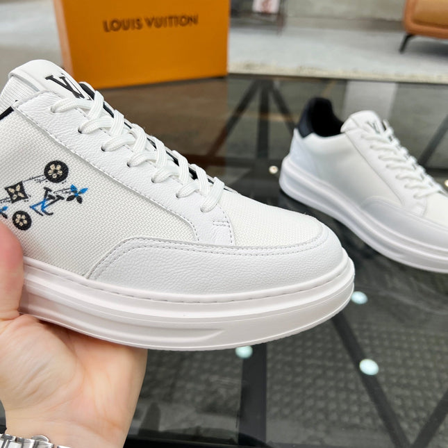 BEVERLY HILLS TRAINERS WHITE MIX BLACK CALFSKIN AND MESH FABRIC