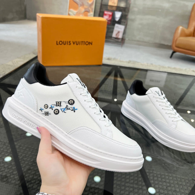 BEVERLY HILLS TRAINERS WHITE MIX BLACK CALFSKIN AND MESH FABRIC