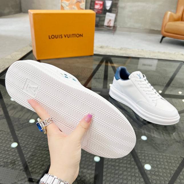 BEVERLY HILLS TRAINERS WHITE MIX DENIM BLUE CALFSKIN AND MESH FABRIC