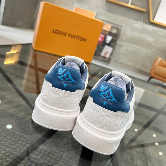 BEVERLY HILLS TRAINERS WHITE MIX DENIM BLUE CALFSKIN AND MESH FABRIC