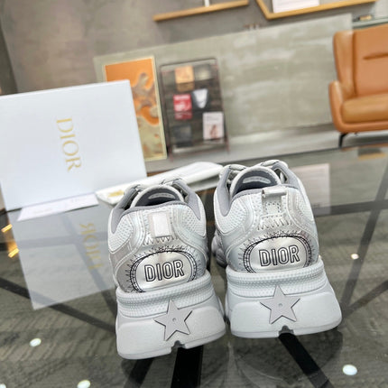 CD CHRONO SNEAKER WHITE AND SILVER MESH FABRIC
