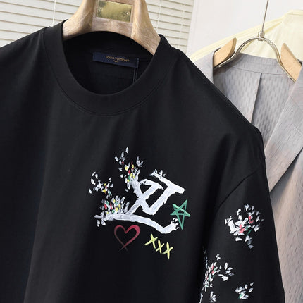 LV T-SHIRT BLACK MIX COLORFUL COTTON 239607
